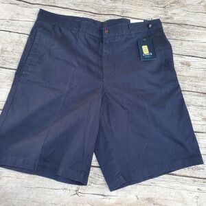 Lincs Navy Wrinkle Resistant Plain Front Shorts Size 36 NWT